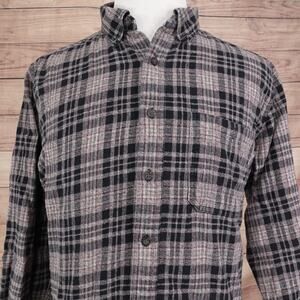 Woolrich Shirt Mens Large Gray Plaid Flannel Long Sleeve Button Front Casual